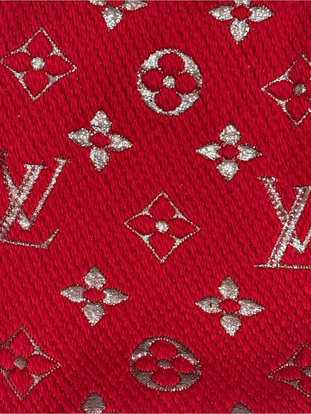 *** AUTHENTIC Louis Vuitton Red Monogram Silk Scarf